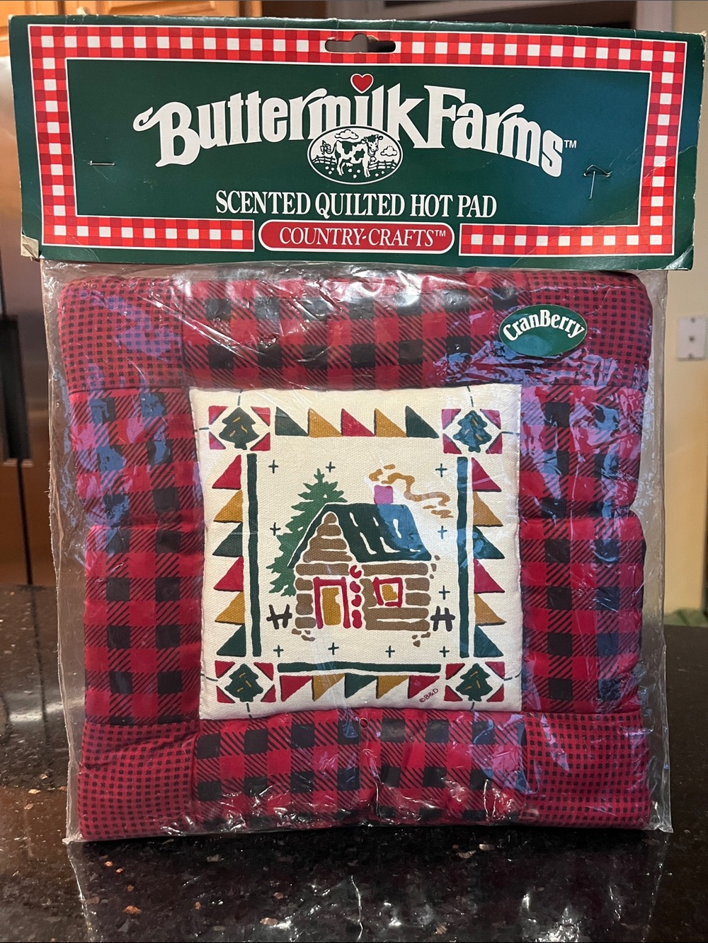 Buttermilk Farms Scented Quilted Red Plaid Hot Pad - Cranberry - Vintage